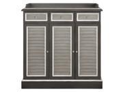 46 Warm and Light Gray Louvered Door Buffet Storage Cabinet Chest
