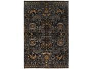 5.5 x 8.5 Royal Dreams Midnight Black and Gold Wool Area Throw Rug