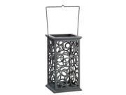 13 Gray Brushed Cut Out Circle Design Pillar Candle Holder