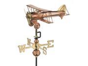 14 Handcrafted Polished Copper Classic Style Biplane Outdoor Weathervane with Garden Pole