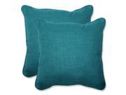Set of 2 Pillow Perfect Tidal Teal Outdoor Corded Throw Pillows 18.5