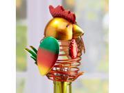 6 Decorative Spring Red Wrought Iron Rooster Figurine Wine Bottle Stopper