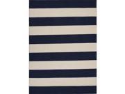 8 x 10 Navy Blue and Tan Tierra Flat Weave Striped Wool Area Throw Rug