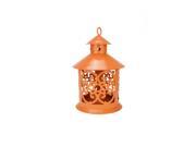 8 Shiny Orange Votive or Tealight Candle Holder Lantern with Star and Scroll Cutouts