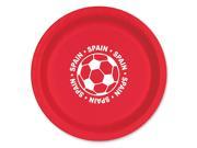 Club Pack of 96 Red and White Disposable Spain Soccer Ball Paper Party Dinner Plates 9