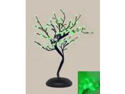 18 Asian Fusion Battery Operated LED Lighted Bonsai Floral Blossom Tree Green