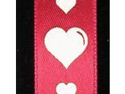 Red with White Hearts Woven Satin Print Decorative Ribbon 5 8 x 27 Yards
