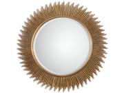 36 Round Contemporary Beveled Wall Mirror with Antique Gold Leaf Finish Tube Frame