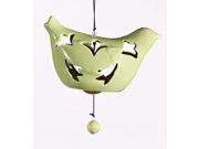 6.5 Green Porcelain Hanging Bird Bell Outdoor Garden Wind Chime Decoration