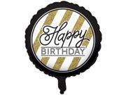 Pack of 10 Black Gold Metallic Happy Birthday Foil Party Balloons