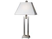 29 Antiqued Silver White Tapered Rectangular Box Shade Table Lamp