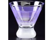 Set of 2 Purple Retro Stripe Hand Painted Cosmopolitan Wine Glass 8.25 Ounces