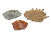 Set of 3 Thanksgiving Autumn Harvest Multicolor Leaves Decorative Glass Plates