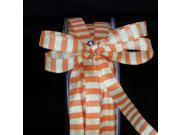 Sunkissed Orange and White Striped Capri Decorative Wired Craft Ribbon 3 8 x 110 Yards
