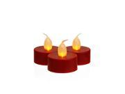 Set of 3 Battery Operated LED Flickering Amber Lighted Red Christmas Tea Light Candles 1.5