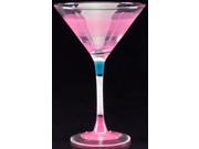 Set of 2 Pink Retro Stripe Hand Painted Martini Drinking Glasses 7.5 Ounces
