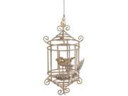 7 Seasons of Elegance Gold Glitter Wire Bird Cage with Bird Christmas Ornament