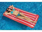 72 Water Sports Transparent Red and White Cool Stripe Inflatable Swimming Pool Mattress Float