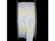 White Inga s Paisley Grosgrain Craft Ribbon 16mm x 27 Yards