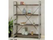 63.5 Antique Silver Metal Walnut Stained Fir Wood Etagere Display Shelves