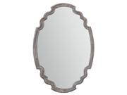 34.875 Ludwig Sculpted Vanity Mirror with Gray Washed Aged Wooden Frame