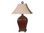 33 Crackled Deep Red Golden Bronze Beige Rectangular Bell Shade Table Lamp