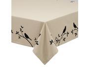 Light Beige and Black Bird Silhouette Decorative Square Table Cloth 52 x 52