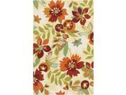 8 x 10 Fiori and Fogliame Beige and Burnt Orange Hand Hooked Outdoor Throw Rug