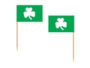 Club Pack of 600 Kelly Green and White Shamrock St. Patrick s Day Party Picks 2.5