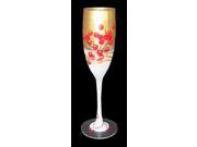 Set of 2 Berries Branches Hand Painted Champagne Flute Drink Glass 5.75 Oz.