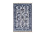 9 x 13 Ancient Geometric Blue Yonder Wheat Dim Gray Aero and Onyx Hand Knotted Area Throw Rug