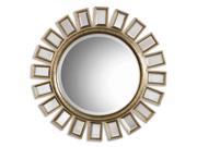 34 Distressed Silver Leaf Finish with Small Mirrors Framed Round Wall Mirror