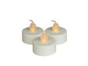 Set of 3 Battery Operated LED Flickering Amber Lighted White Christmas Tea Light Candles 1.5