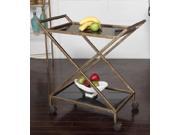 32 Classic Gold Metal and Black Glass Decorative Serving Cart
