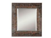 34 Rustic Brown Black Hammered Metal Framed Beveled Rectangular Wall Mirror