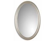 31 Antique Silver Leaf and Gray Glazed Oval Beveled Wall Mirror