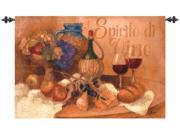 Abundant Table Wine Cheese and Bread Cotton Tapestry Wall Hanging 35 x 53