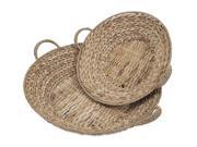 Set of 2 Estero Woven Banana Leaf and Seagrass Decorative Trays with Handles 24.5