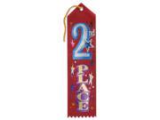 Pack of 6 Red â€œ2nd Place Jeweled School Sports Award Ribbon Bookmarks 8
