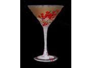 Set of 2 Berries and Branches Hand Painted Martini Drinking Glasses 7.5 Ounces