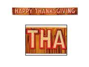 Pack of 6 Metallic Orange Happy Thanksgiving Decorative Party Banners 9.5