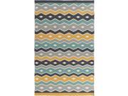 8 x 11 Mayan Diamonds Harvest Gold and Teal Green Hand Woven Area Throw Rug