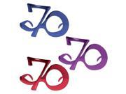 Pack of 6 Blue Purple and Red 70 Birthday Fanci Frame Eyeglass Party Favor Costume Accessories
