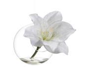 4.5 Embellished White Amaryllis Flower Glass Vase Christmas Ornament