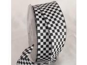 Black and White Checkers Wired Craft Ribbon 1.5 x 54 Yards