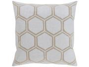 18 Light Gray and Beige Metallic Stamped Hexagons Decorative Throw Pillow Down Filler