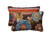 Set of 2 Reversible Tahitian Chocolate Outdoor Corded Throw Pillows 18.5