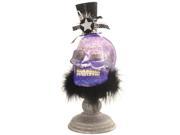 12 LED Lighted Festive Skull with Top Hat Halloween Glitter Dome