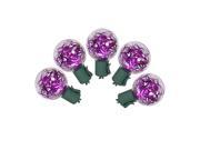 Set of 25 Purple LED G40 Tinsel Christmas Lights Green Wire