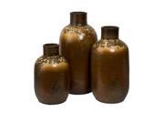 Set of 3 Weathered Brown and Bronze Rustic Terracotta Vases 22